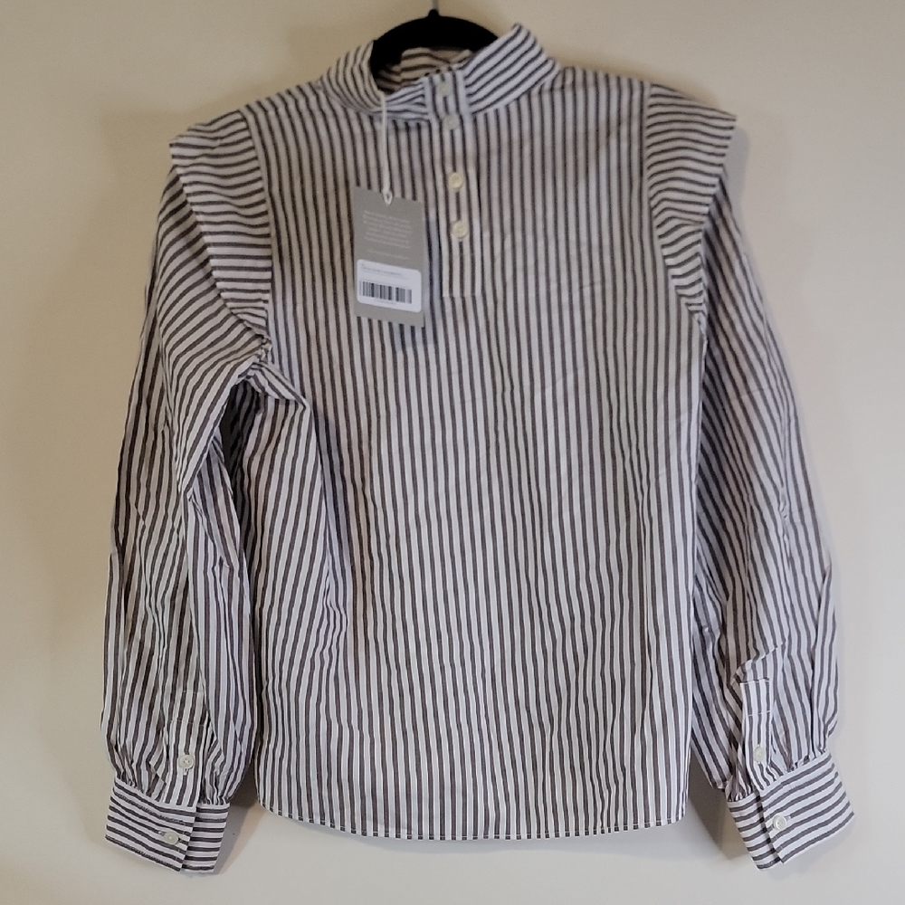 Everlane Men's Black and White Striped Button Down Shirt NWT